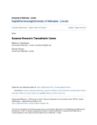 Susanna Rowson's Transatlantic Career