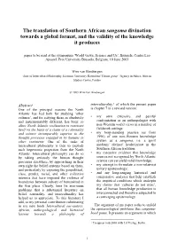 The Translation of Southern African Sangoma Divination Towards a Global Format, and the Validity of the Knowledge It Produces