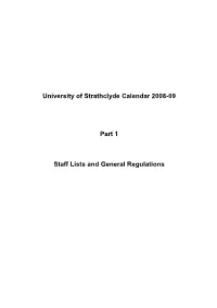 University of Strathclyde Calendar 2008-09 Part 1 Staff Lists And