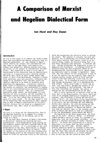 A Comparison of Marxist and Hegelian Dialectical Form