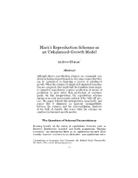 Andrew Kliman, Marx's Reproduction Schemes As an Unbalanced