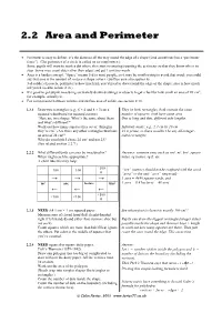 Area and Perimeter
