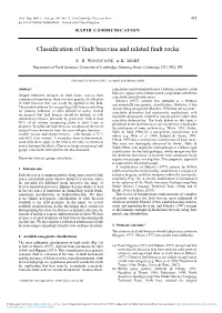 Classification of Fault Breccias and Related Fault Rocks