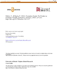 Exemplary Goods: the Product As Economic Variable