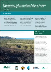 Incorporating Indigenous Knowledge in the Care of Threatened Species at Arakwal National Park