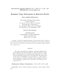 Kummer Type Extensions in Function Fields