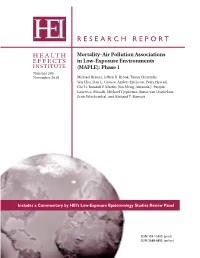 Mortality–Air Pollution Associations in Low-Exposure Environments (MAPLE): Phase 1