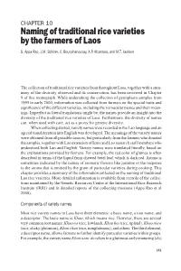 Naming of Traditional Rice Varieties by the Farmers of Laos S