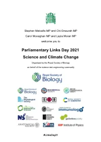 Parliamentary Links Day 2021 Science and Climate Change