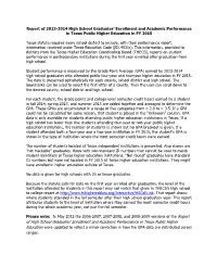Report of High School Graduates' Enrollment And