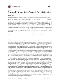Responsibility and Robot Ethics: a Critical Overview
