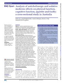 Analysis of Anticholinergic and Sedative Medicine Effects on Physical Function, Cognitive Function, Appetite and Frailty: a Cross-Sectional Study in Australia