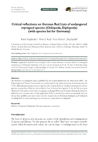 Chilopoda, Diplopoda) (With Species List for Germany)