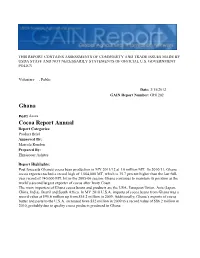 Cocoa Report Annual Ghana