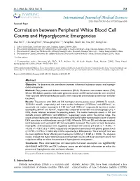 Correlation Between Peripheral White Blood Cell Counts And