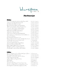 Hors D'oeuvre List