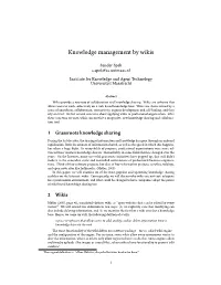 Knowledge Management by Wikis