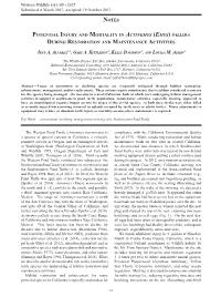 Notes Potential Injury and Mortality in Actinemys