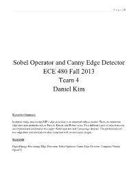 Sobel Operator and Canny Edge Detector ECE 480 Fall 2013 Team 4 Daniel Kim