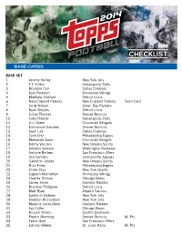 2014 Topps Football Checklist