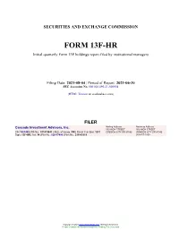 Cascade Investment Advisors, Inc. Form 13F-HR Filed 2021-08-04