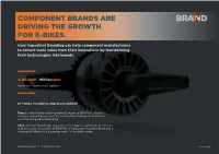 Component Brands Are Driving the Growth for E-Bikes