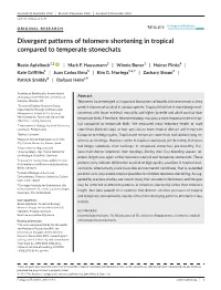 Divergent Patterns of Telomere Shortening in Tropical Compared to Temperate Stonechats