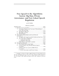 Free Speech in the Algorithmic Society: Big Data, Private Governance, and New School Speech Regulation