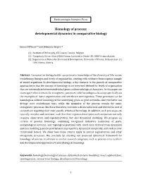 Homology of Process: Developmental Dynamics in Comparative Biology