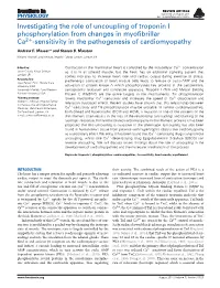 Investigating the Role of Uncoupling of Troponin I Phosphorylation from Changes in Myoﬁbrillar Ca2+-Sensitivity in the Pathogenesis of Cardiomyopathy