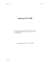 Mod Perl 1.0 API Table of Contents