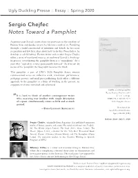 Sergio Chejfec Notes Toward a Pamphlet