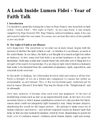 A Look Inside Lumen Fidei &#8211; Year of Faith Talk
