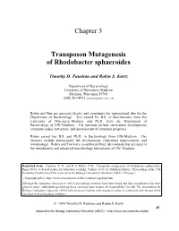 Chapter 3 Transposon Mutagenesis of Rhodobacter Sphaeroides