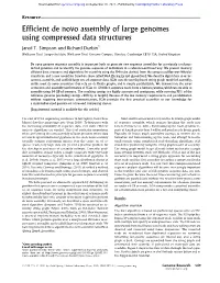 Efficient De Novo Assembly of Large Genomes Using Compressed Data Structures