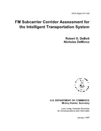 FM Subcarrier Corridor Assessment for the Intelligent Transportation System