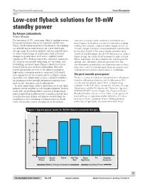 Low-Cost Flyback Solutions for 10-Mw Standby Power
