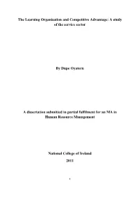 The Learning Organisation and Competitive Advantage: a Study of the Service Sector