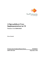 A Spreadsheet Core Implementation in C# Version 1.0 of 2006-09-28
