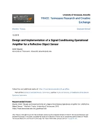 Design and Implementation of a Signal Conditioning Operational Amplifier for a Reflective Object Sensor