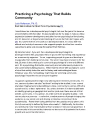 Practicing a Psychology That Builds Community
