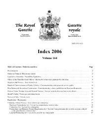 The Royal Gazette Index 2006