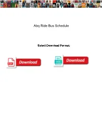 Abq Ride Bus Schedule