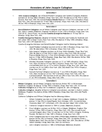 Ancestors of John Joaquin Callaghan