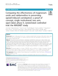 Comparing the Effectiveness of Magnesium Oxide and Naldemedine in Preventing Opioid-Induced Constipation