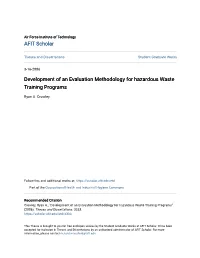 Development of an Evaluation Methodology for Hazardous Waste Training Programs