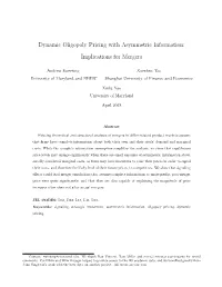 Dynamic Oligopoly Pricing with Asymmetric Information: Implications for Mergers