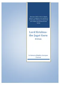 Lord Krishna-The Jagat Guru