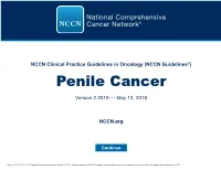 NCCN Guidelines for Penile Cancer from Version 1.2019 Include