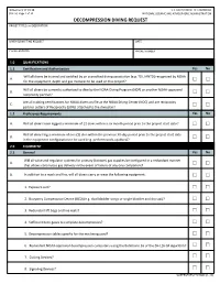NOAA Form 57-03-28 Decompression Diving Request